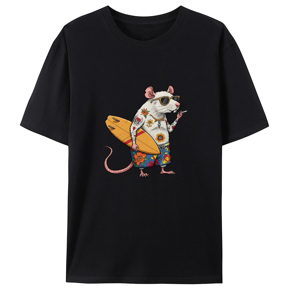 Surfing Rat Retro Designed for Women - Slim Fit Cotton Tee