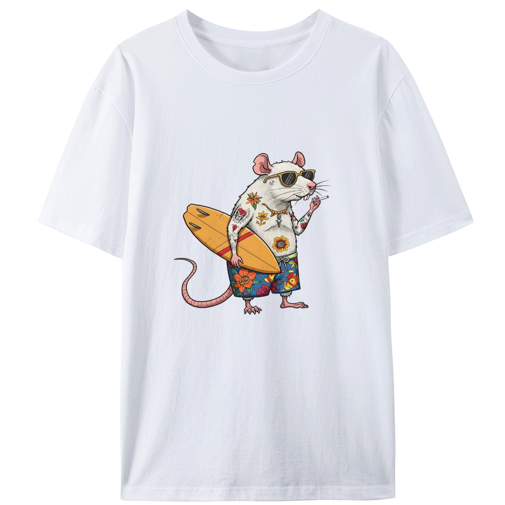 Surfing Rat Retro Designed for Women - Slim Fit Cotton Tee