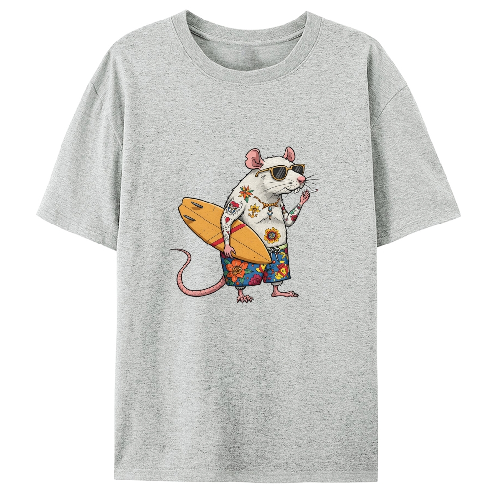 Surfing Rat Retro Designed for Women - Slim Fit Cotton Tee