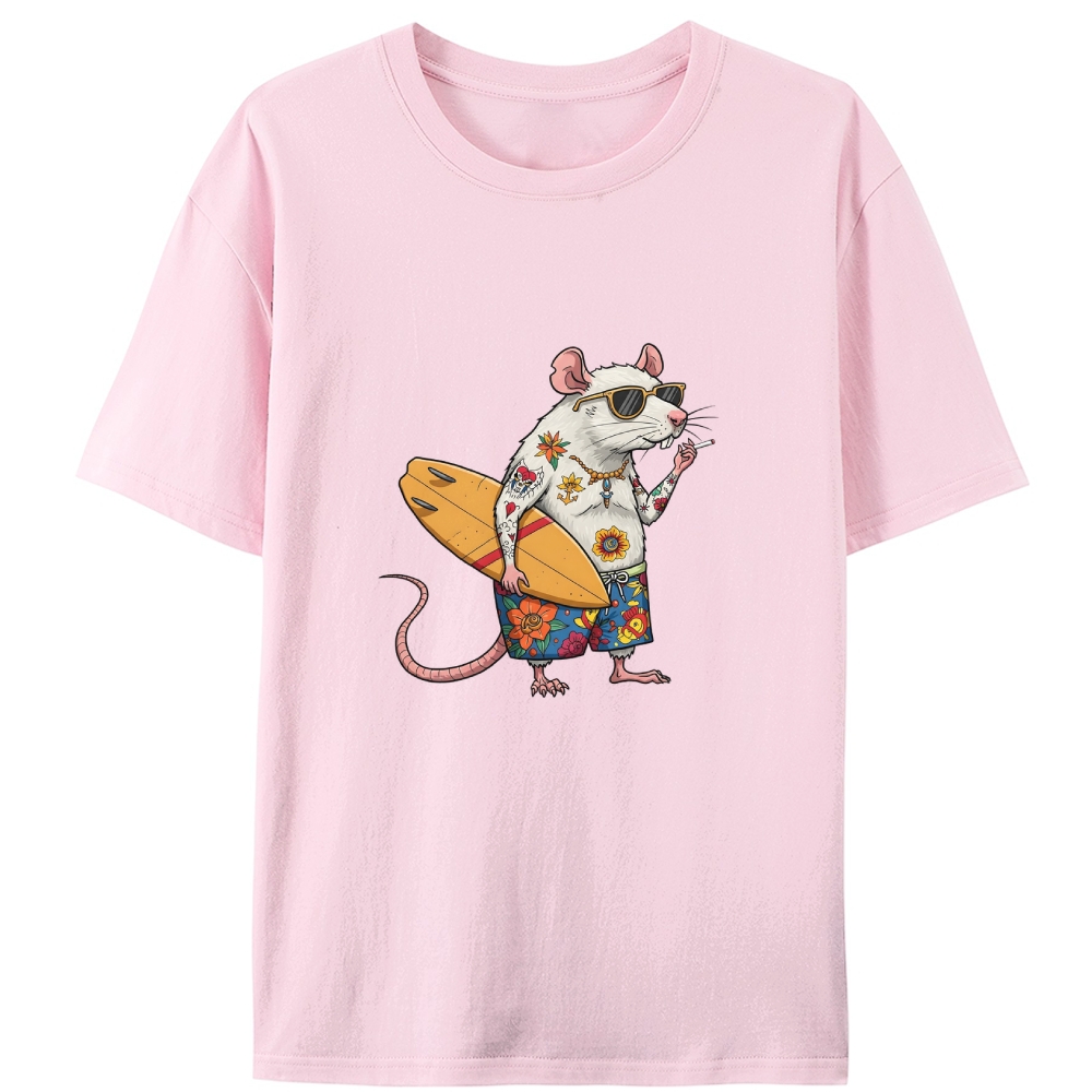 Surfing Rat Retro Designed for Women - Slim Fit Cotton Tee