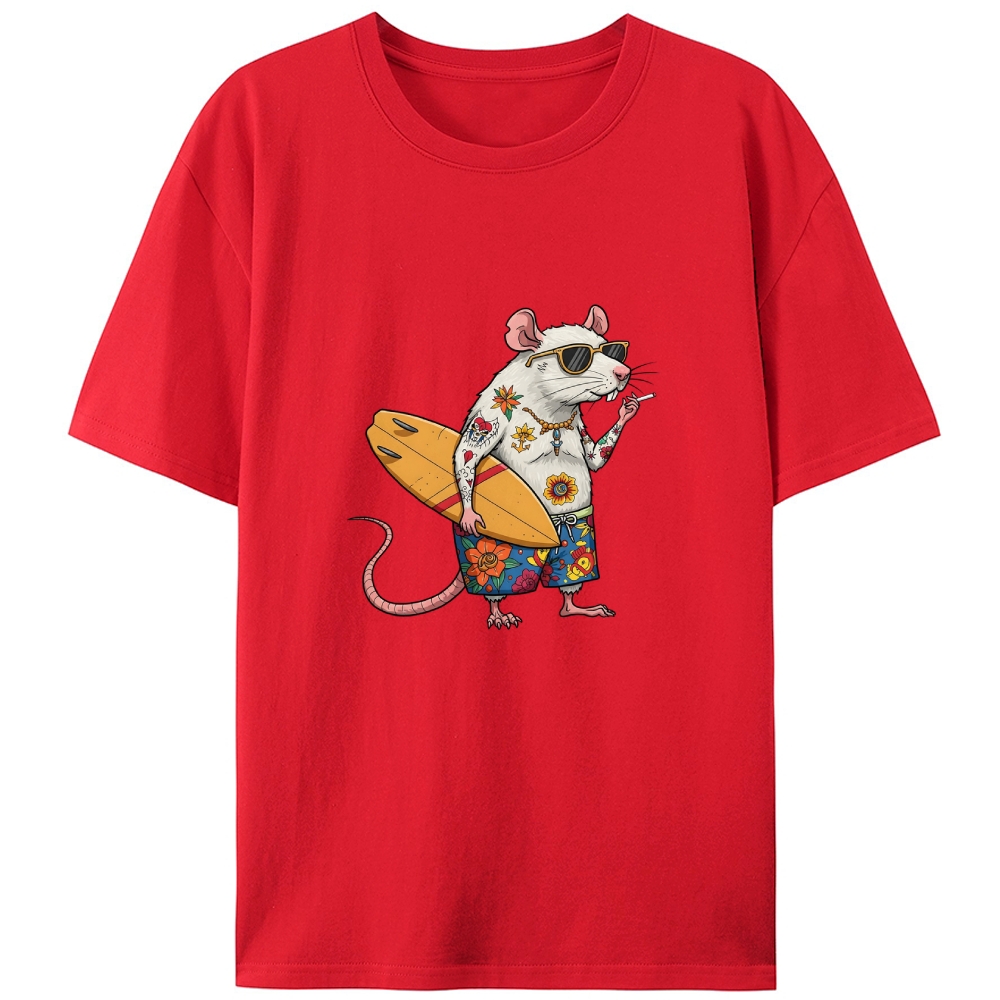 Surfing Rat Retro Designed for Women - Slim Fit Cotton Tee