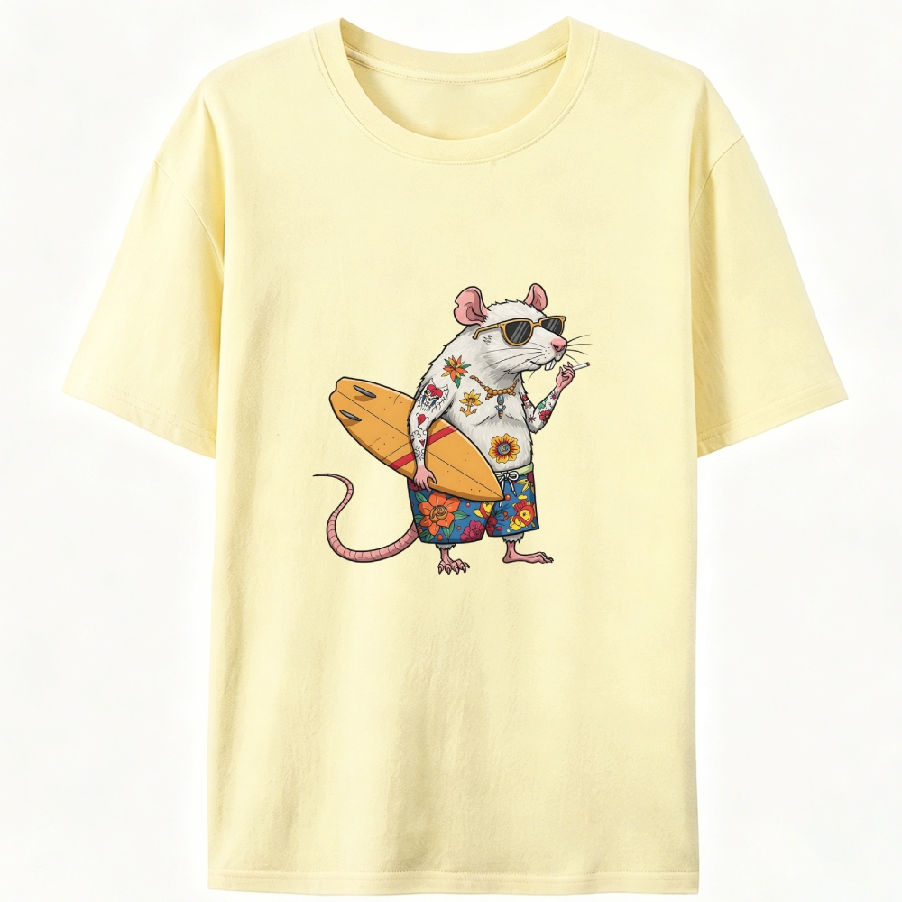 Surfing Rat Retro Designed for Women - Slim Fit Cotton Tee