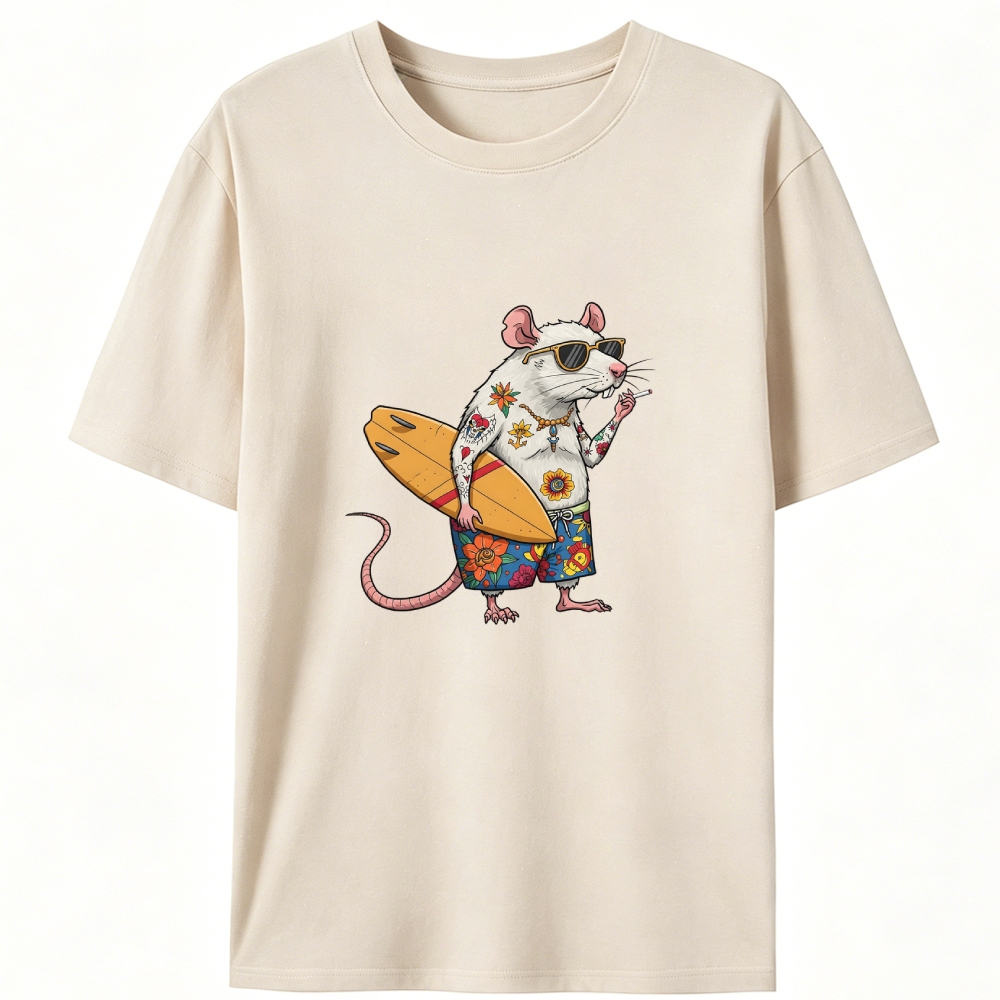 Surfing Rat Retro Designed for Women - Slim Fit Cotton Tee