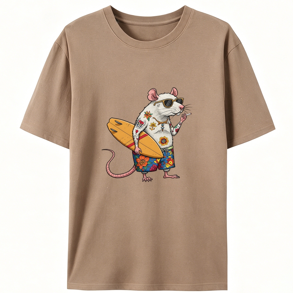 Surfing Rat Retro Designed for Women - Slim Fit Cotton Tee