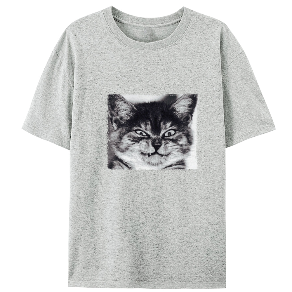 Grumpy Devil Cat Black & White Retro Designed for Women - Slim Fit Cotton Tee