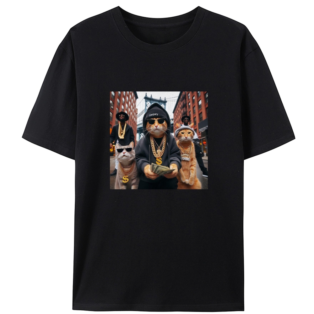 Hip-Hop Rich Cats Retro Designed for Women - Slim Fit Cotton Tee