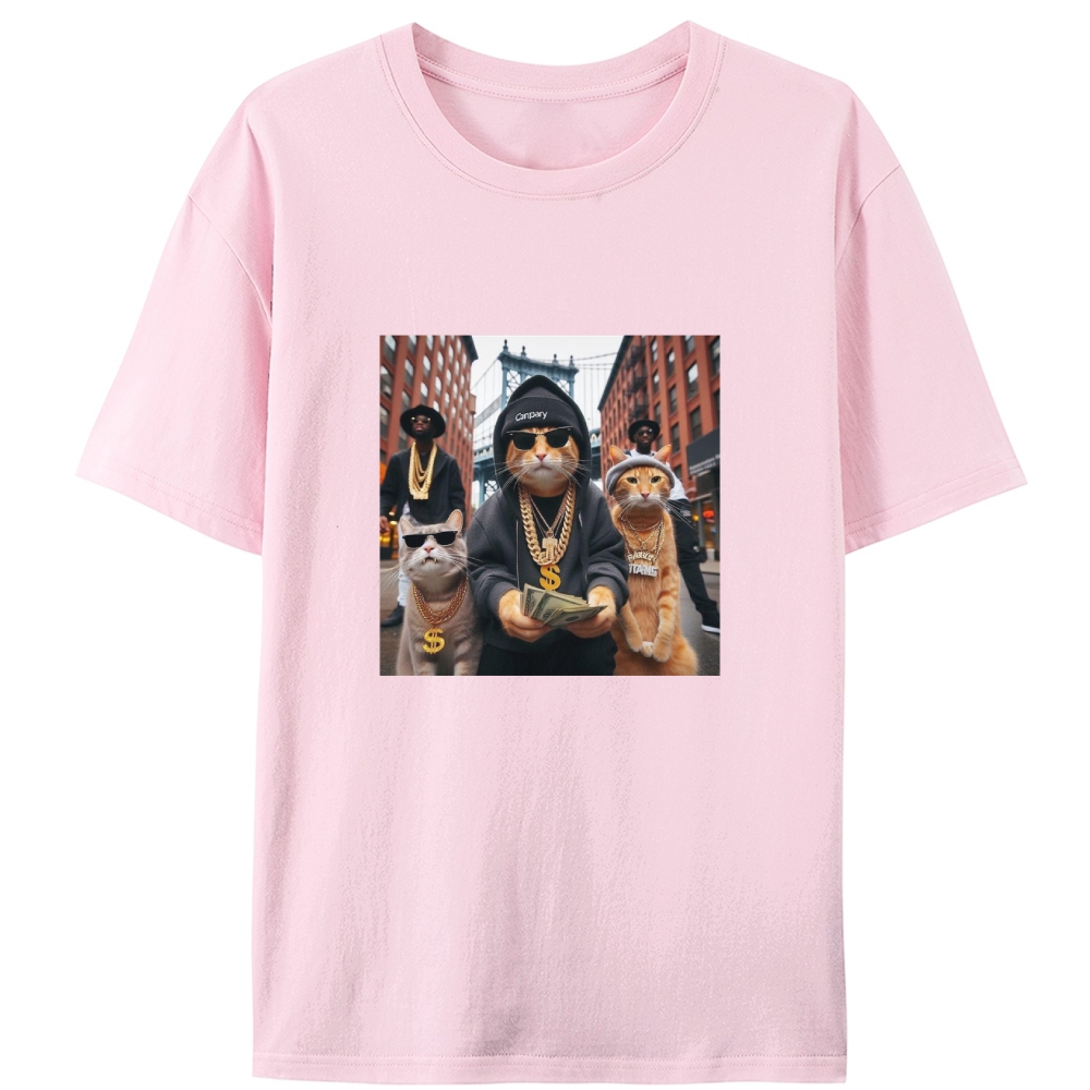 Hip-Hop Rich Cats Retro Designed for Women - Slim Fit Cotton Tee