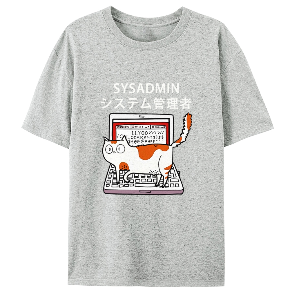 Sysadmin Cat Retro Designed for Women - Slim Fit Cotton Tee