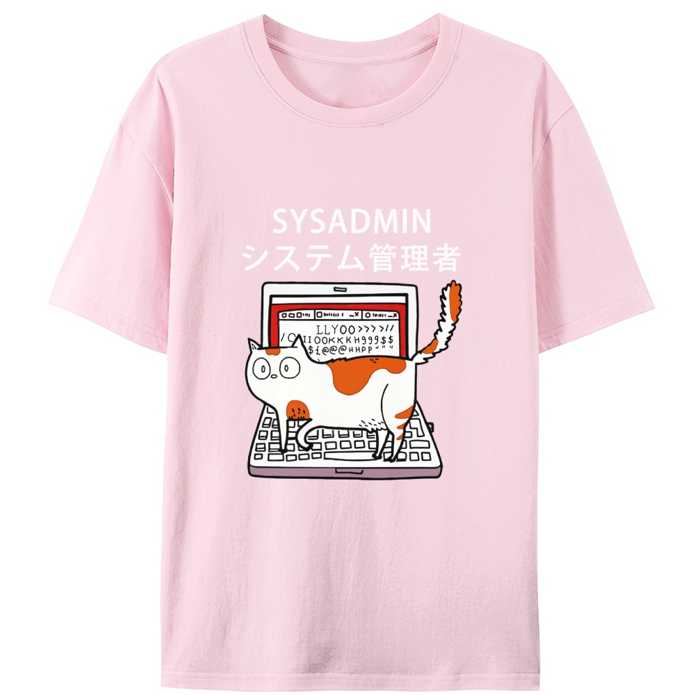 Sysadmin Cat Retro Designed for Women - Slim Fit Cotton Tee