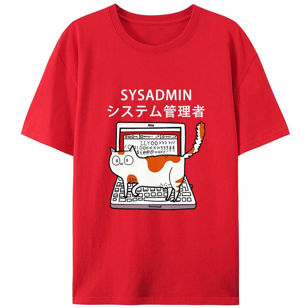 Sysadmin Cat Retro Designed for Women - Slim Fit Cotton Tee