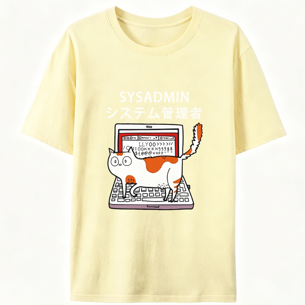 Sysadmin Cat Retro Designed for Women - Slim Fit Cotton Tee