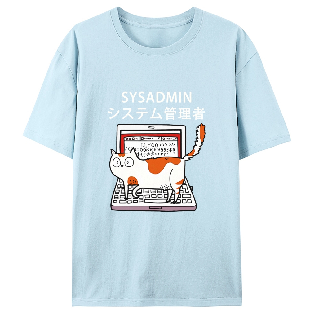 Sysadmin Cat Retro Designed for Women - Slim Fit Cotton Tee