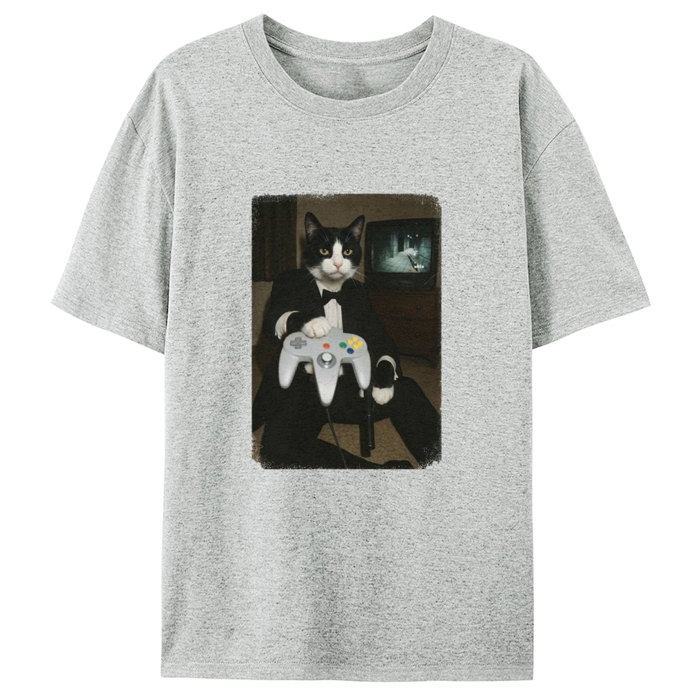 Vintage Tuxedo Cat Gamer Graphic Edition Retro Designed for Women - Slim Fit Cotton Tee