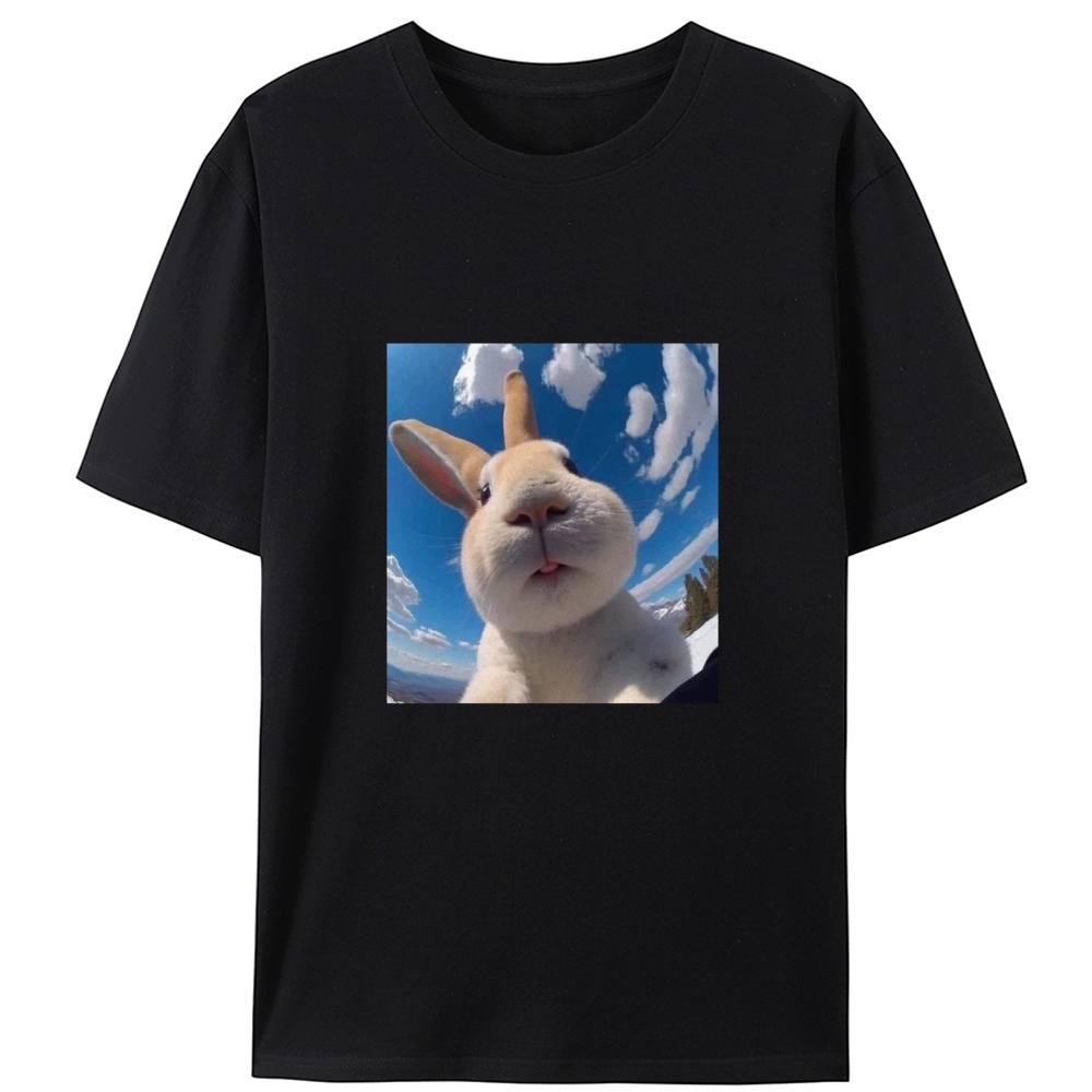 Cute Bunny Selfie Close Up Animal Meme Retro Designed for Women - Slim Fit Cotton Tee