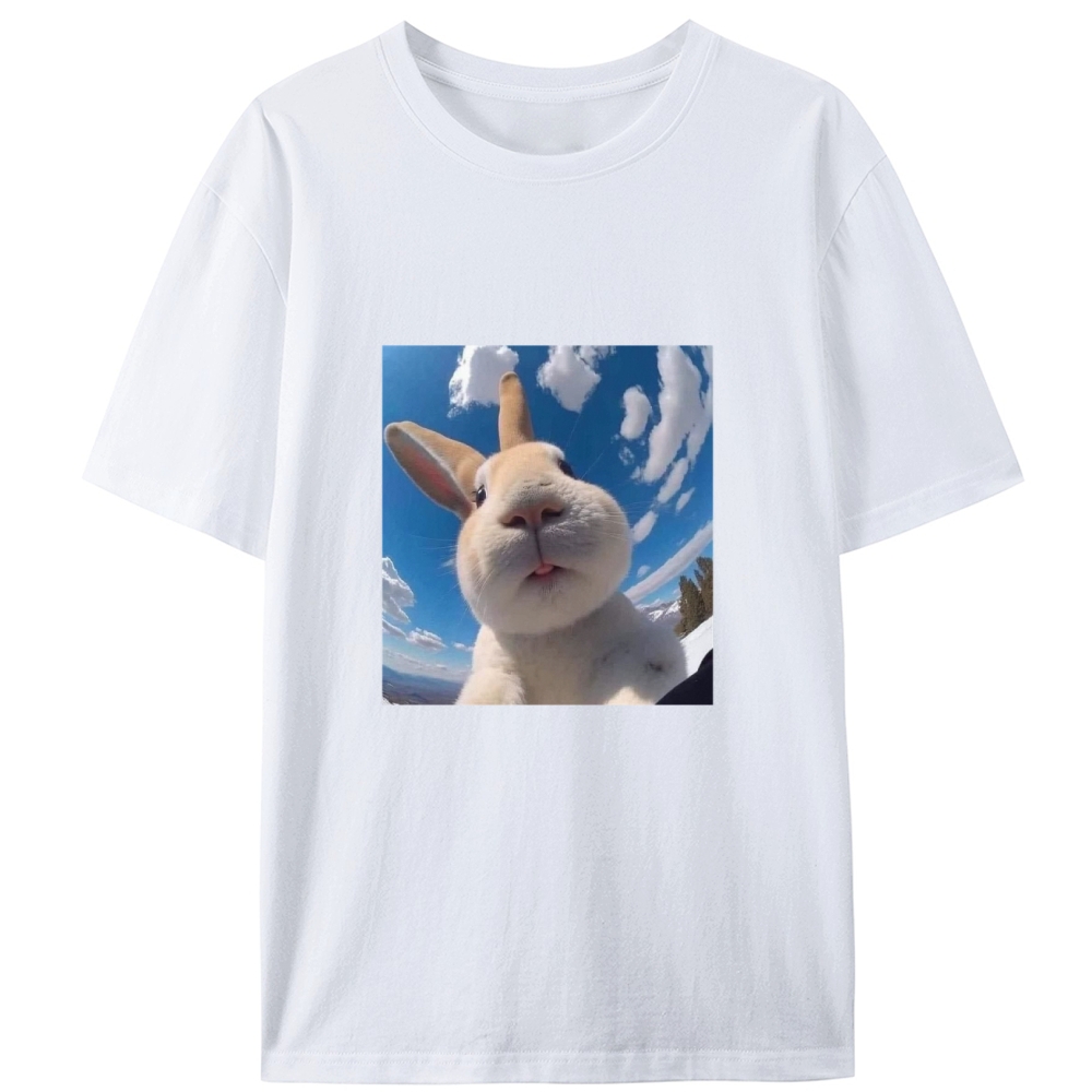 Cute Bunny Selfie Close Up Animal Meme Retro Designed for Women - Slim Fit Cotton Tee