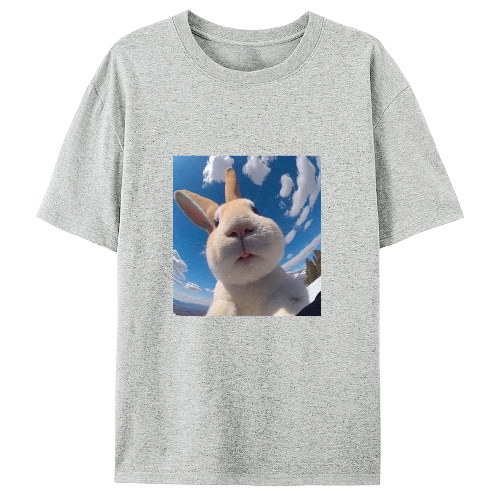 Cute Bunny Selfie Close Up Animal Meme Retro Designed for Women - Slim Fit Cotton Tee