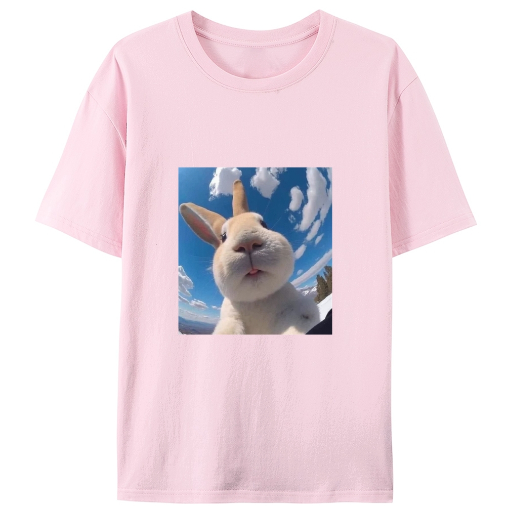 Cute Bunny Selfie Close Up Animal Meme Retro Designed for Women - Slim Fit Cotton Tee