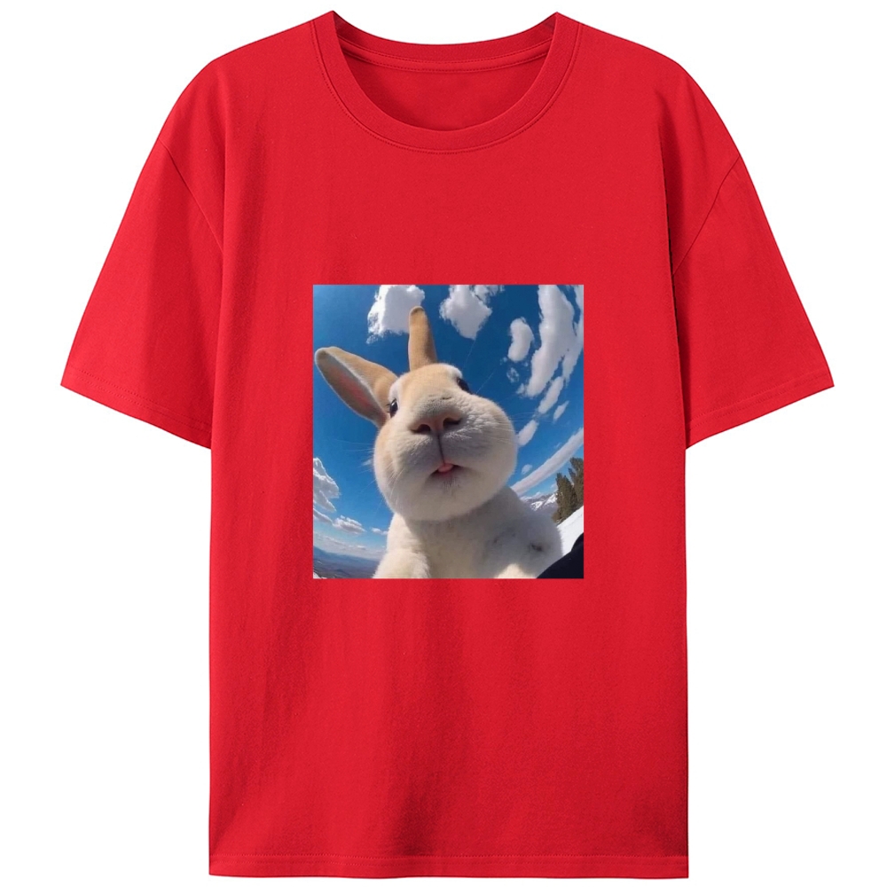 Cute Bunny Selfie Close Up Animal Meme Retro Designed for Women - Slim Fit Cotton Tee