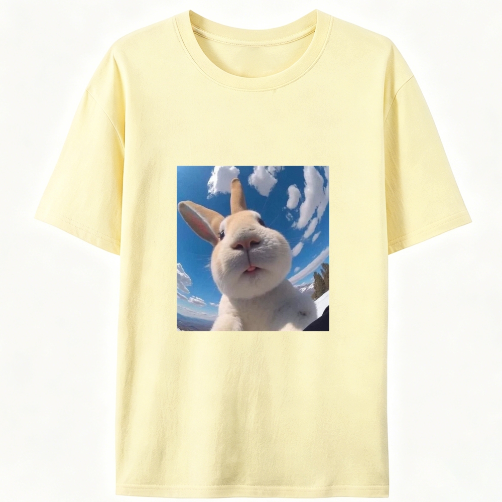 Cute Bunny Selfie Close Up Animal Meme Retro Designed for Women - Slim Fit Cotton Tee
