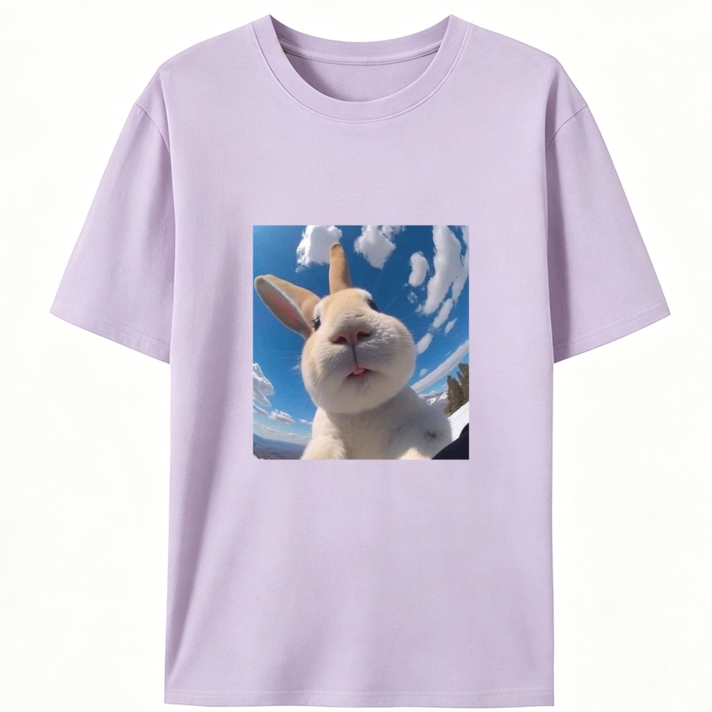 Cute Bunny Selfie Close Up Animal Meme Retro Designed for Women - Slim Fit Cotton Tee
