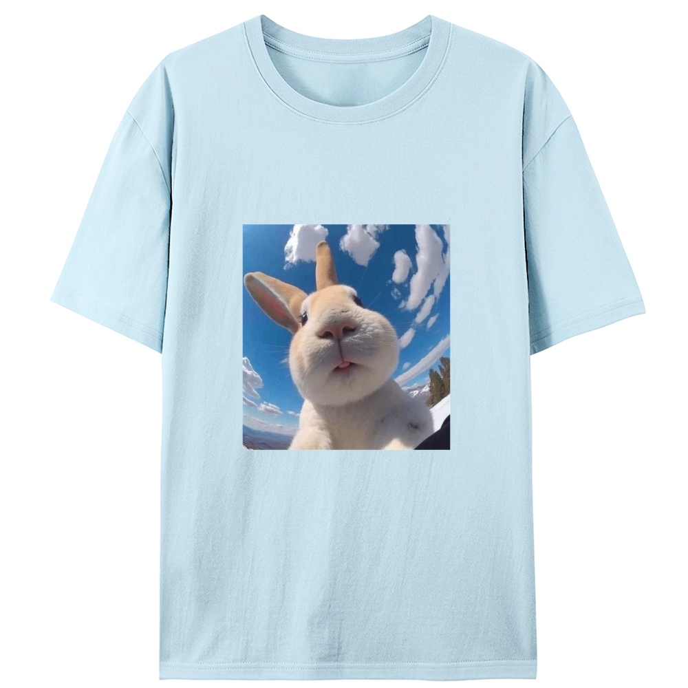 Cute Bunny Selfie Close Up Animal Meme Retro Designed for Women - Slim Fit Cotton Tee