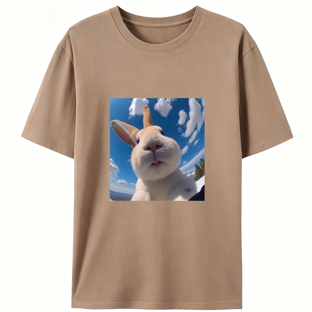 Cute Bunny Selfie Close Up Animal Meme Retro Designed for Women - Slim Fit Cotton Tee