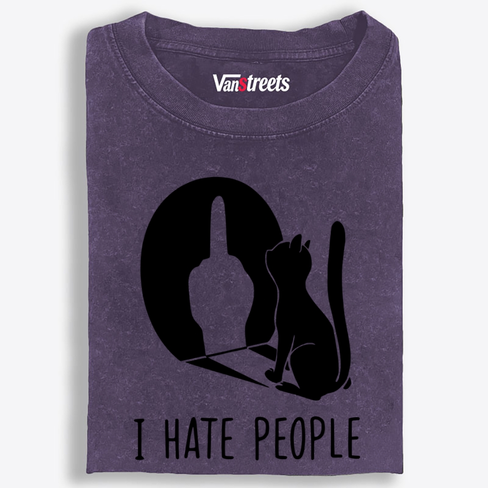 Misanthropic Cat Retro Washed T-Shirt | 100% Cotton | Streetwear Essential