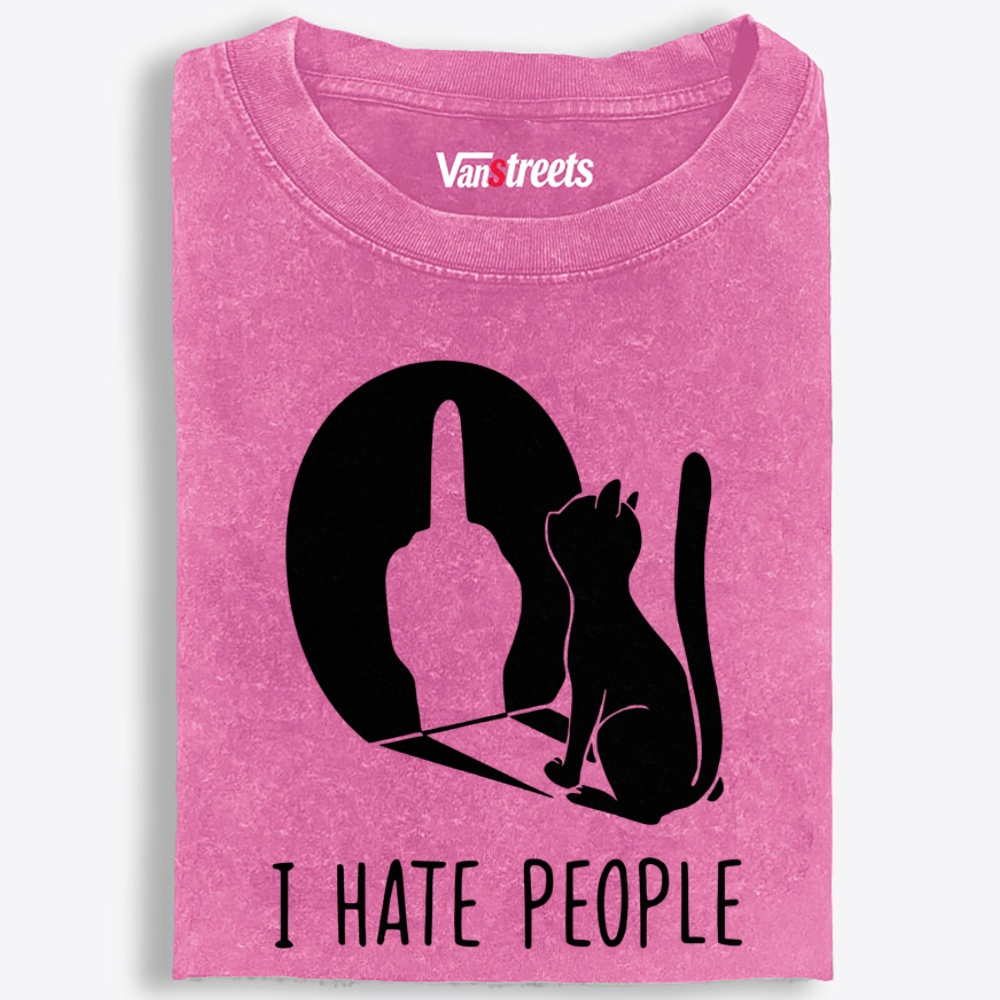 Misanthropic Cat Retro Washed T-Shirt | 100% Cotton | Streetwear Essential