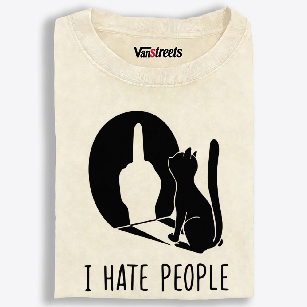 Misanthropic Cat Retro Washed T-Shirt | 100% Cotton | Streetwear Essential