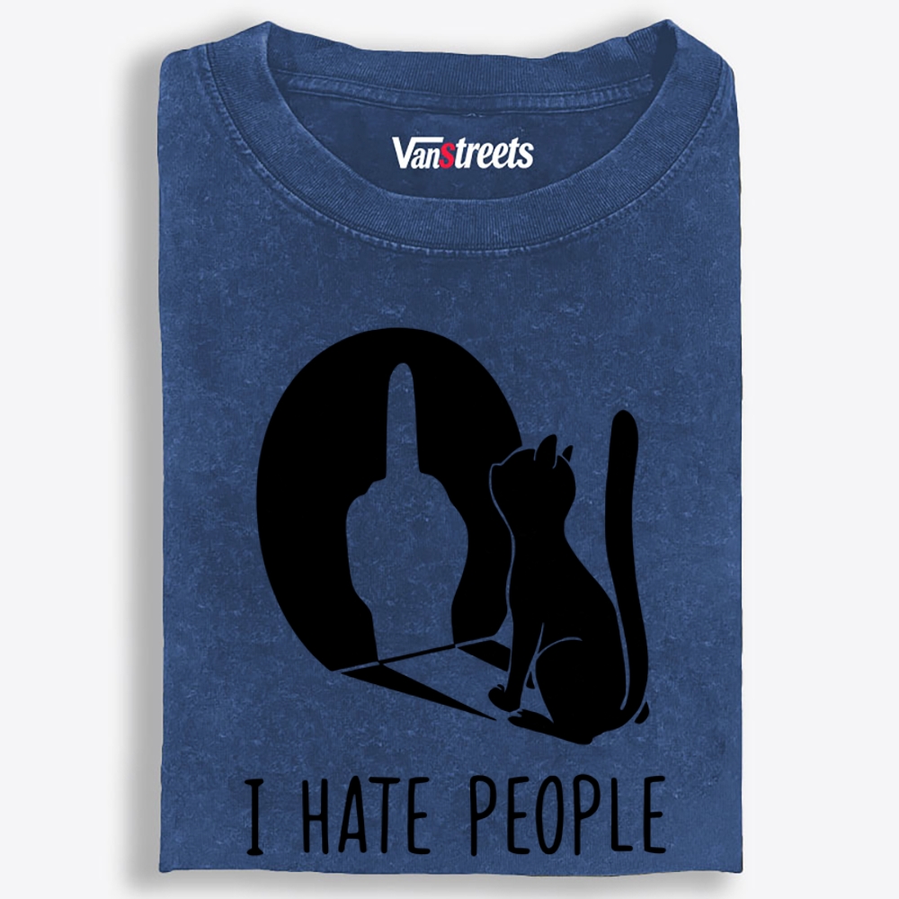 Misanthropic Cat Retro Washed T-Shirt | 100% Cotton | Streetwear Essential