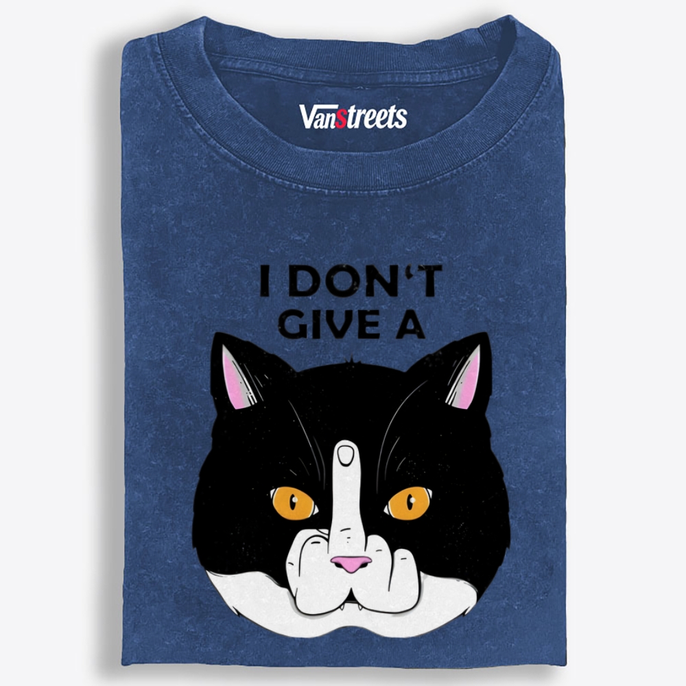 I Don't Give A Cat Retro Washed T-Shirt | 100% Cotton | Streetwear Essential