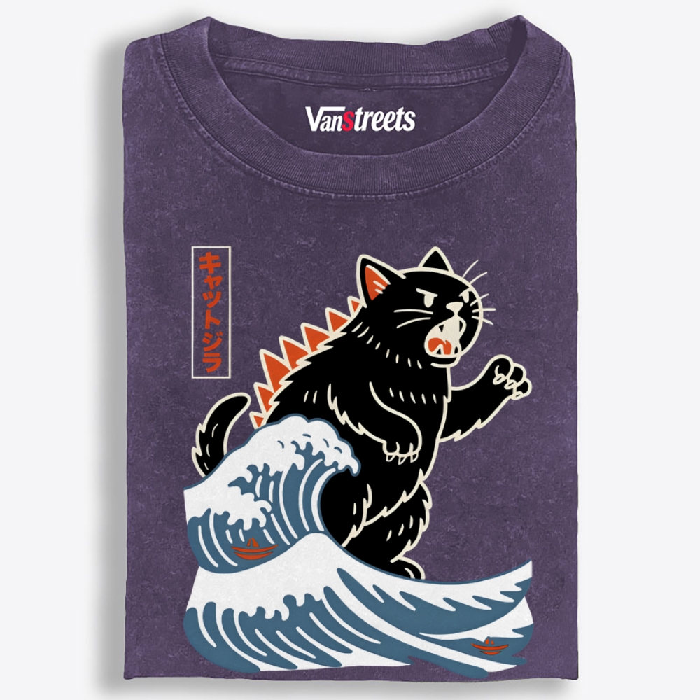 Catzilla Retro Washed T-Shirt | 100% Cotton | Streetwear Essential