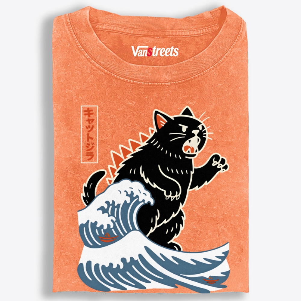 Catzilla Retro Washed T-Shirt | 100% Cotton | Streetwear Essential