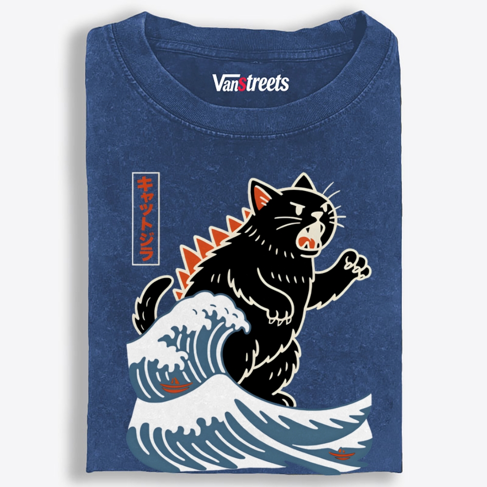 Catzilla Retro Washed T-Shirt | 100% Cotton | Streetwear Essential