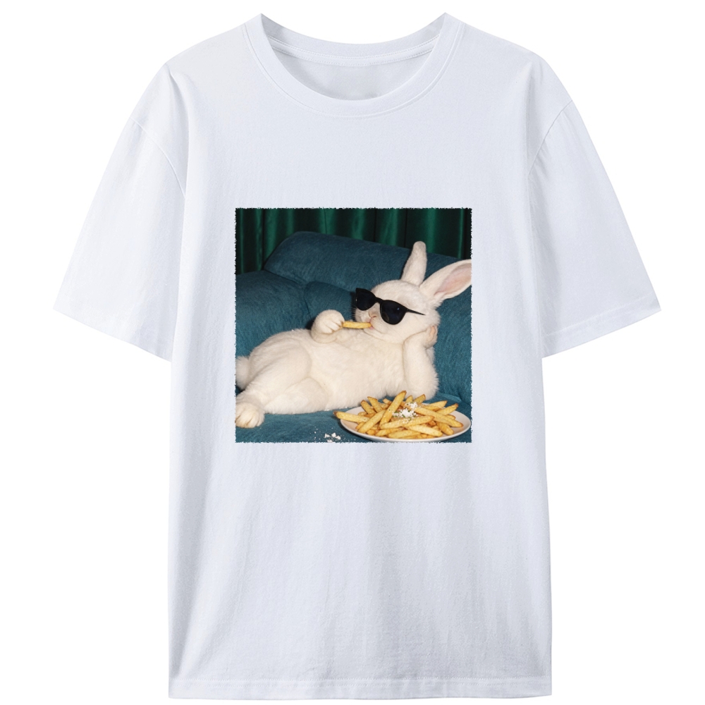 Funny Lazy Bunny Lover Designed for Women - Slim Fit Cotton Tee