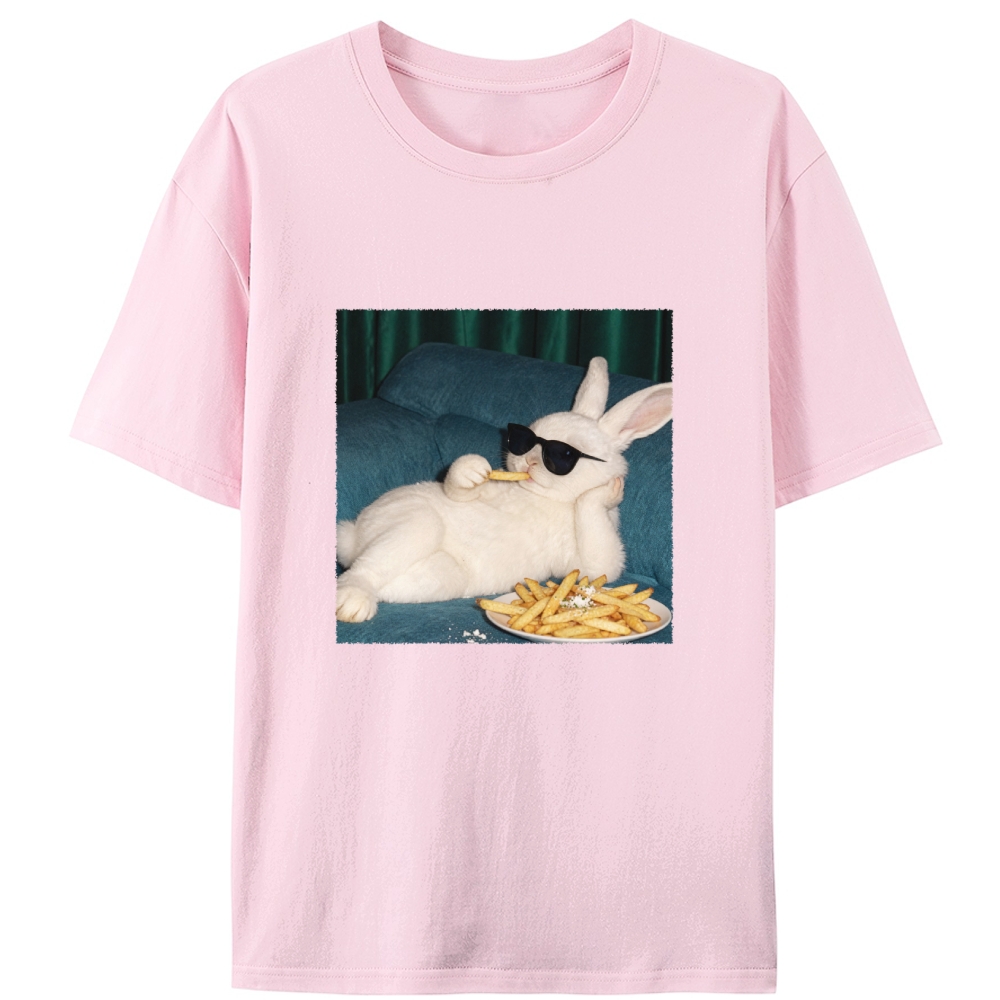 Funny Lazy Bunny Lover Designed for Women - Slim Fit Cotton Tee