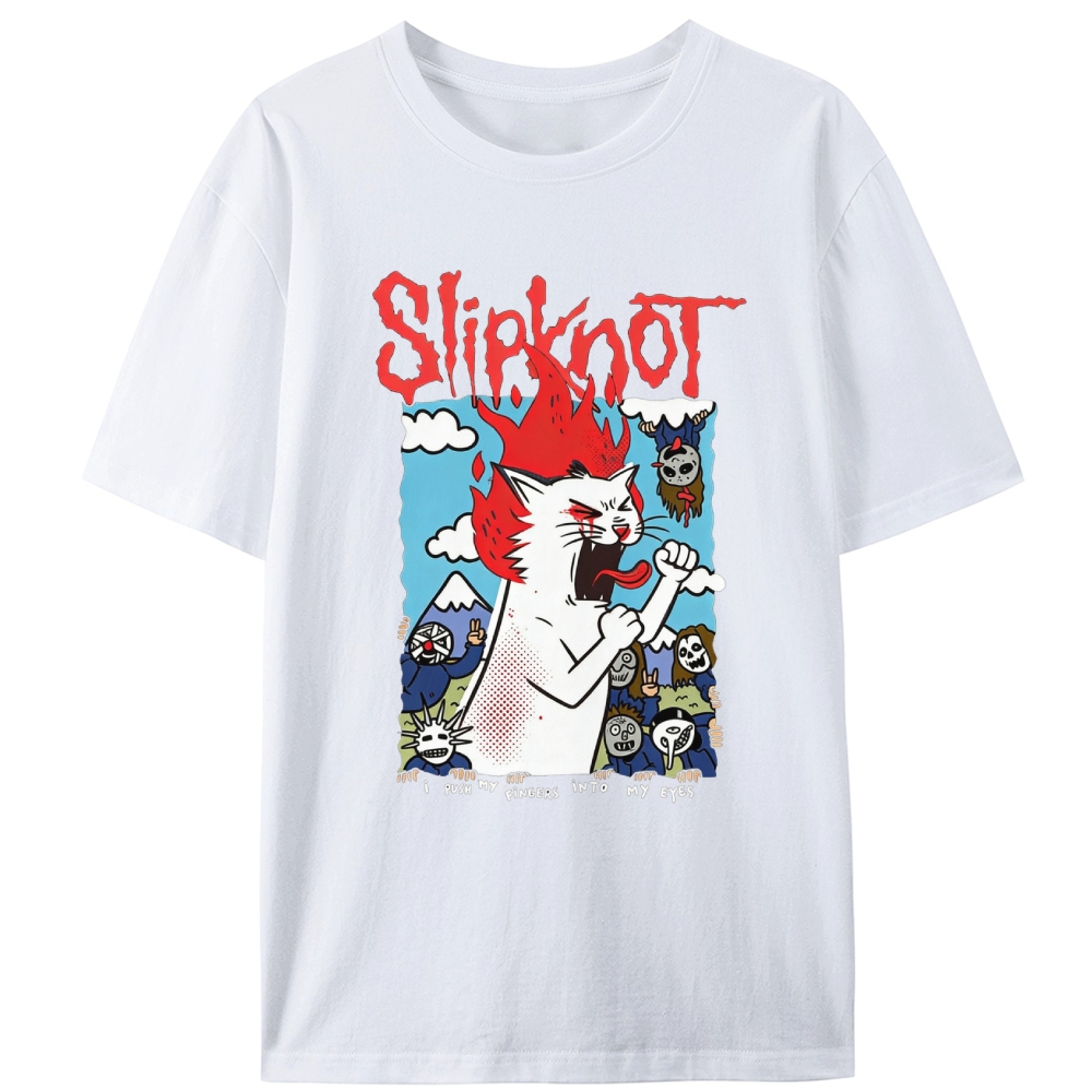 Slipknot Fire Cat Parody Retro Designed for Women - Slim Fit Cotton Tee