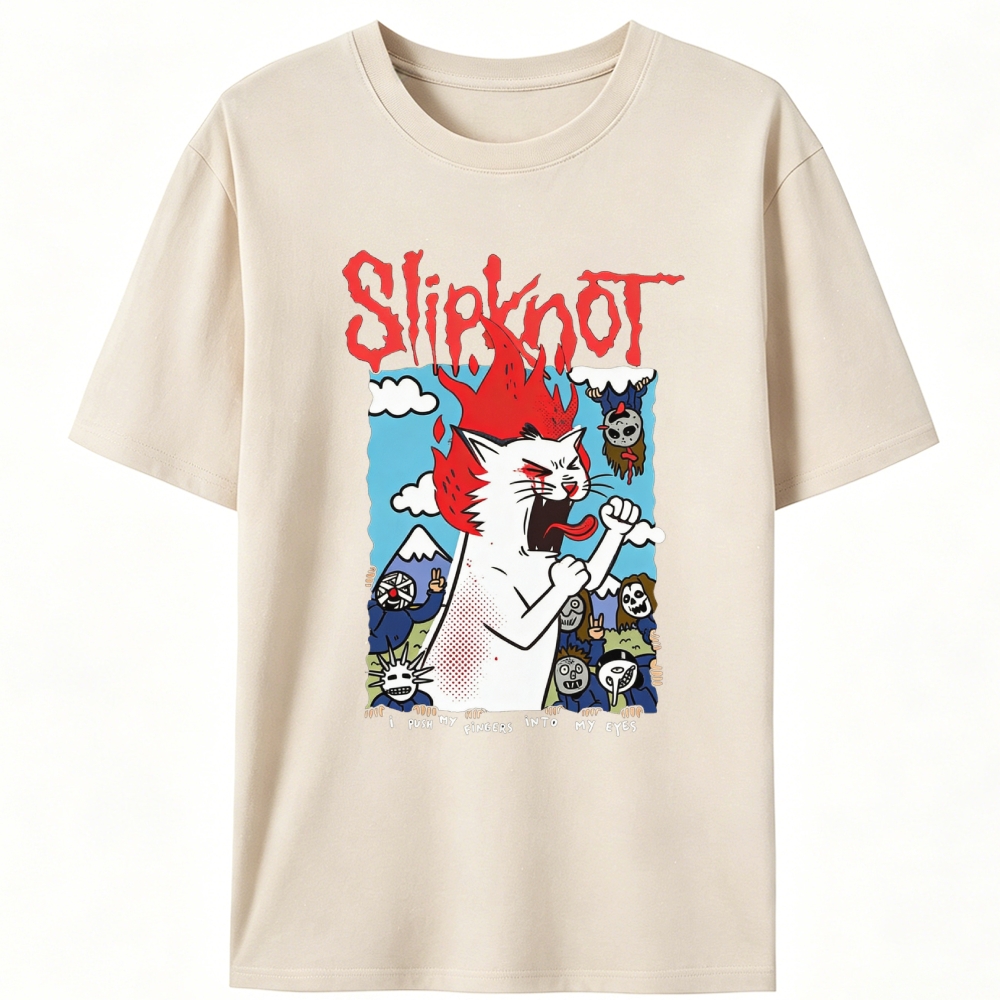 Slipknot Fire Cat Parody Retro Designed for Women - Slim Fit Cotton Tee