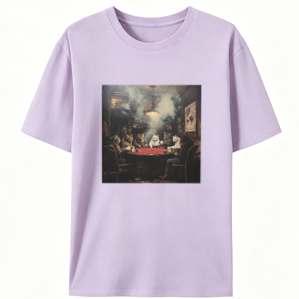Midnight Poker Cats Club Vintage Graphic Edition Retro Designed for Women - Slim Fit Cotton Tee