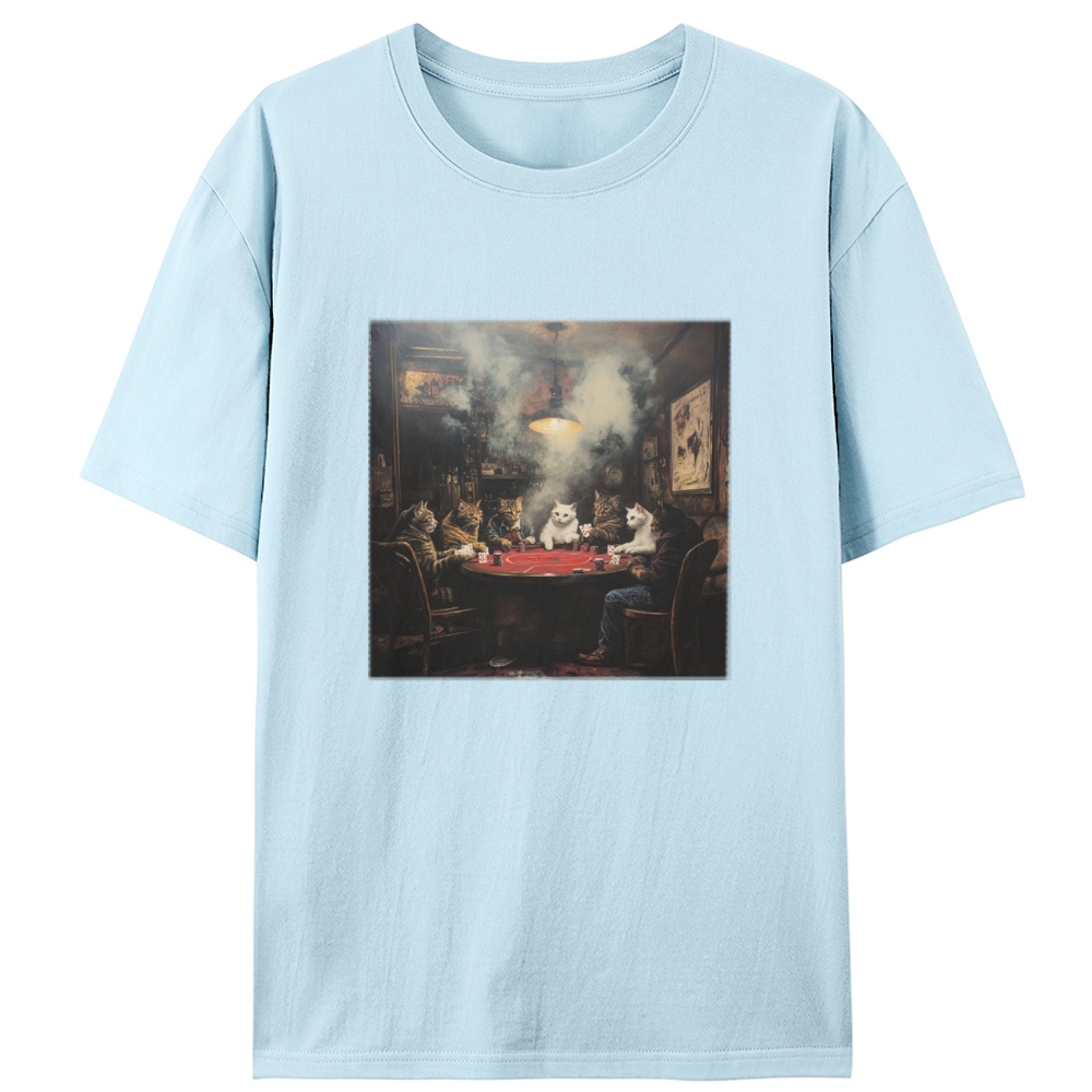 Midnight Poker Cats Club Vintage Graphic Edition Retro Designed for Women - Slim Fit Cotton Tee