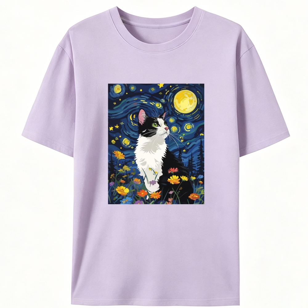 Art Cat Lover Designed for Women - Slim Fit Cotton Tee