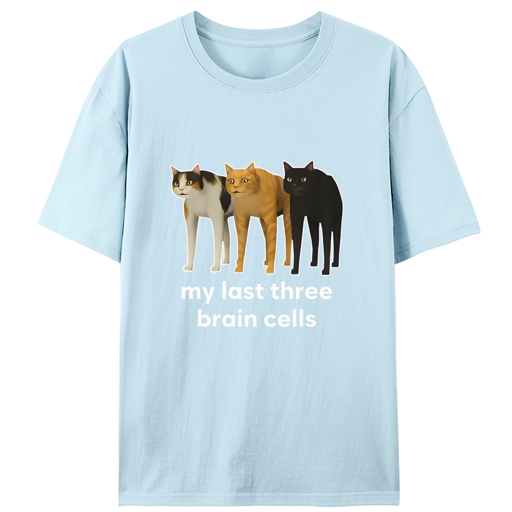 My Last Three Brain Cells Cat Meme Retro Designed for Women - Slim Fit Cotton Tee