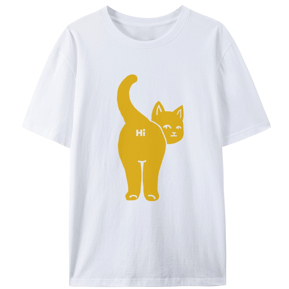Hi From My Butt Cat Retro Designed for Women - Slim Fit Cotton Tee