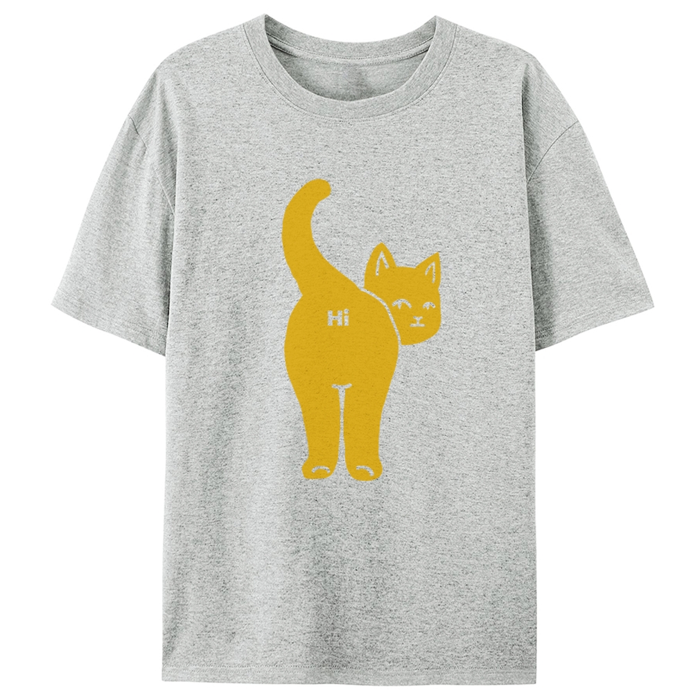 Hi From My Butt Cat Retro Designed for Women - Slim Fit Cotton Tee