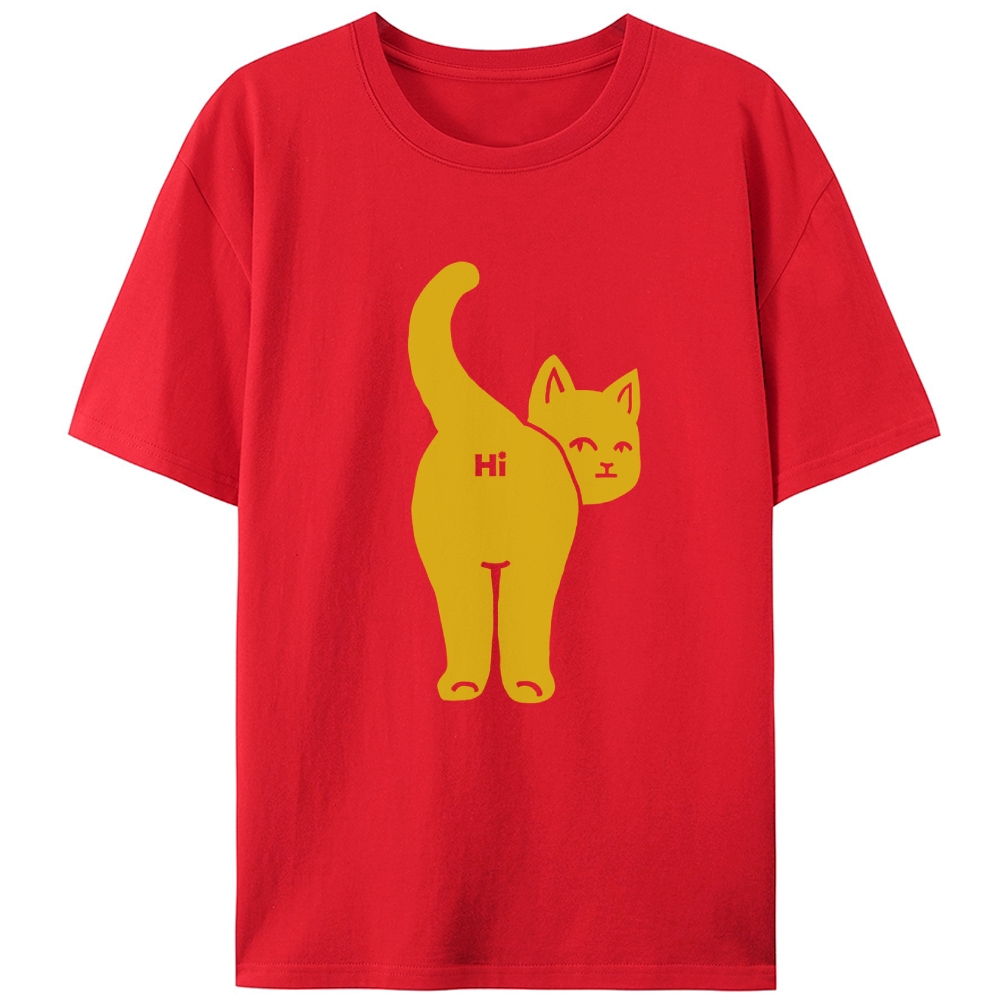 Hi From My Butt Cat Retro Designed for Women - Slim Fit Cotton Tee