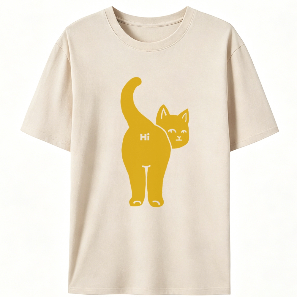 Hi From My Butt Cat Retro Designed for Women - Slim Fit Cotton Tee