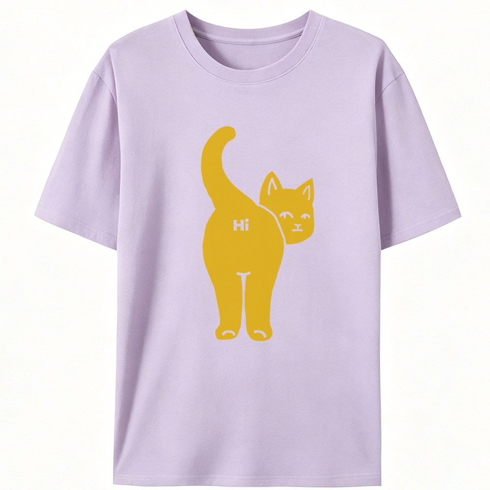 Hi From My Butt Cat Retro Designed for Women - Slim Fit Cotton Tee