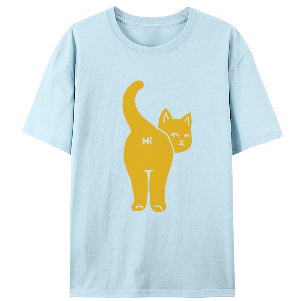 Hi From My Butt Cat Retro Designed for Women - Slim Fit Cotton Tee