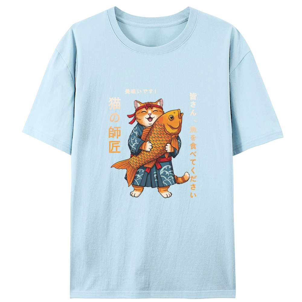 Cat Master Koi Fish Retro Designed for Women - Slim Fit Cotton Tee