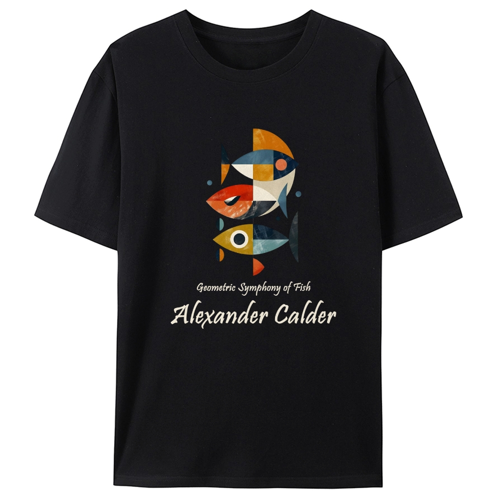Alexander Calder Geometric Fish Retro Designed for Women - Slim Fit Cotton Tee